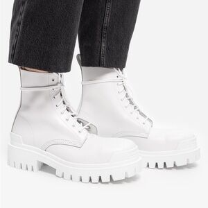 Balenciaga / NEW strike leather platform ankle combat boots optical white 38 8